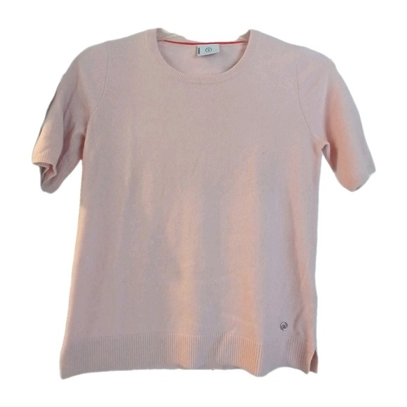 NWT BOGNER Cashmere Sweater 36/6 LogoKashmir Short Sleeve Pink Quiet Luxury